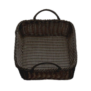 CESTA TEJIDA RECTANGULAR:CAFE(19pg X 14pg X 4pg)CON OREJA