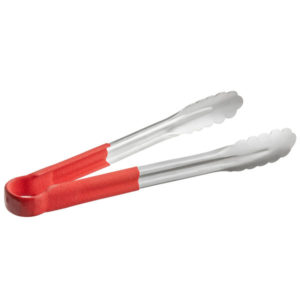 PINZA ACERO INOX CUBIERTA PLASTICO 12pg ROJA