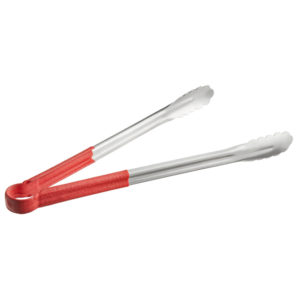 PINZA ACERO INOX CUBIERTA PLASTICO 16pg ROJA