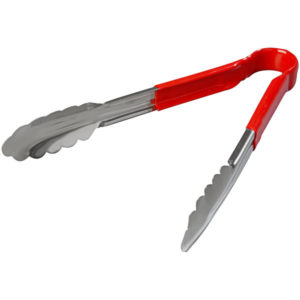 PINZA ACERO INOX CUBIERTA PLASTICO 9pg ROJA
