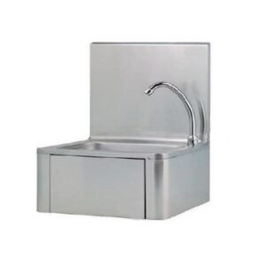 Lavamanos a pared con valvula de rodilla dimensiones generales : 40 cm largo x 29 cm ancho x 20.5 cm alto. Peso: 8.5 kgs.