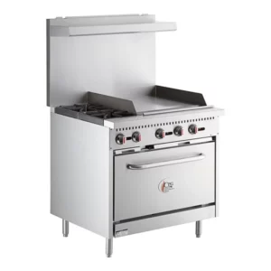 ESTUFA A GAS DE 2 QUEMADORES ABIERTOS 1 PLANCHA Y 1 HORNO DE: 0.914 X 0.787 X 1.457 M COOKING PERFORMANCE
