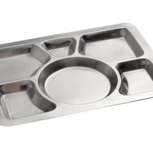 CHAROLA ACERO INOXIDABLE DE 6 DIVISIONES CENTRO CIRCULAR 15 1/2 X 11 1/2 PG (12 PIEZAS POR CAJA)