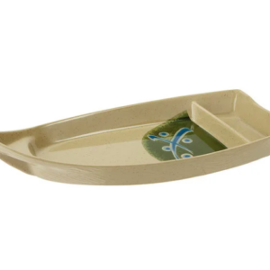 CHAROLA DE MELAMINA TIPO CANOA 10.5 PG DOS COMPARTIMENTOS (12 PIEZAS POR CAJA)