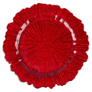 Plato Base Color Rojo de 33cms Modelo 1470110RD , VIDRIO