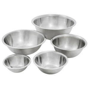 JUEGO SET DE BOWLS ACERO INOX 1.5, 3, 4, 5, y 8 QT (MEDIDAS: 6 1/4, 7 3/4, 9 3/4, 11 1/8 y 13 1/4 PG)