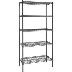 Estante de 18 x 36 Epopxico negro con Postes de 74 pg de 5 entrepanos