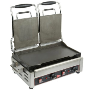 PANINI GRILL DOBLE CON AMBAS PLACAS LISAS SUPERFICIE PARA COCINAR 14 1/2 x 9 PG - 240V, 3200W MARCA CECILWARE