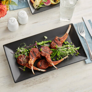 Plato Rectangular de 33 x 18.4 cms cms Negro Mate Marca Ecor (12 PIEZAS POR CAJA)