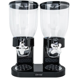 DISPENSADOR DE CEREAL DOBLE CONTENEDOR DE 4 LTS POR CONTENEDOR (1OZ POR SERVICIO) MARCA ZEVRO (IMPORTACION) 7 1/2 X 13 X 16 3/8 PG