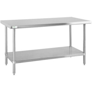 MESA DE TRABAJO 24 X 48 PG SUPERFICIE EN ACERO INOX 430 CAL. 18 REPISA Y PATAS ACERO INOX MARCA REGENCY