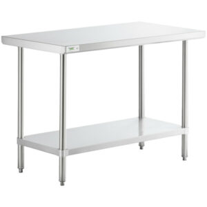 MESA DE TRABAJO 24 X 48 PG SUPERFICIE EN ACERO INOX 430 CAL. 16 REPISA Y PATAS ACERO INOX MARCA REGENCY