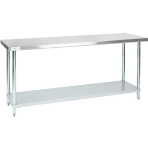 MESA DE TRABAJO 24 X 72 PG SUPERFICIE EN ACERO INOX 304 CAL. 18 REPISA Y PATAS GALVANIZADA MARCA REGENCY