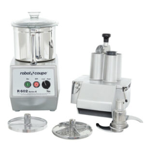 PROCESADOR DE ALIMENTOS Robot Coupe R602N 2 VEL. COMBINADO PROCESADOR CON TAZON DE 7 QT Y 2 DISCOS PARA REBANAR 240V, 3 FASES, 3 hp