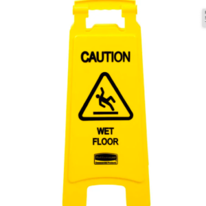 LETRERO PISO MOJADO 25 pg PRECAUCION AMARILLO PLASTICO RUBBERMAID