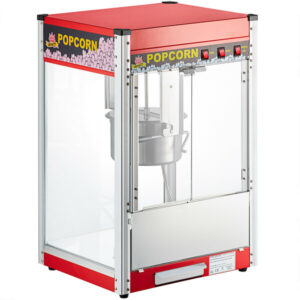 MAQUINA FABRICADORA DE PALOMITAS CARNAVAL KING PM50R, CAP 12oz, marco de acero inox rojo brillante, electrica 1,800 W