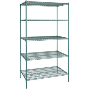 Estante de 30 x 48 pulgadas Verde Epoxico con Postes de 86 pulgadas de 5 entrepanos