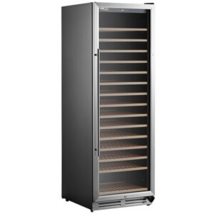 REFRIGERADOR PARA 165 BOTELLAS DE VINO 15.9 PIES CUBICOS MARCA AVA VALLEY MODELO WRC-165-SZ DE TEMPERATURA SENCILLA PUERTA DE CRISTAL MEDIDAS GENERALES: 23 1/2 X 26 3/4 X 70 11/16 PG