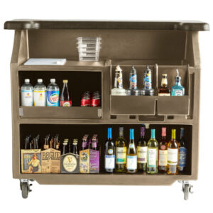 BAR PORTATIL Cambro BAR540DS672 Granite Sand and Cocoa Designer Series Cambar 54" Portable Bar with 5-Bottle Speed Rail