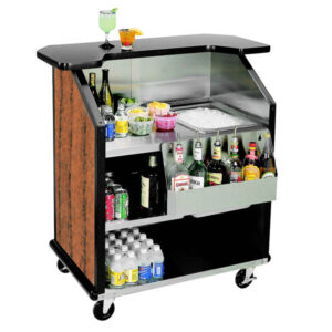 BAR PORTATIL Lakeside 884VC 43" Stainless Steel Portable Bar with Victorian Cherry Laminate Finish, Removable 7-Bottle Speed Rail, and 40 lb. Ice Bin