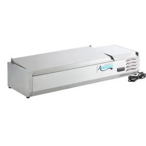 BARRA REFRIGERADA SOBRE MESA 47 PG RECIBE HASTA 4 INSERTOS TERCIOS DE 6 PG (INSERTOS NO INCLUIDOS) MEDIDA: 47 1/4 X 15 9/16 X 11 1/2 PG MARCA AVANTCO