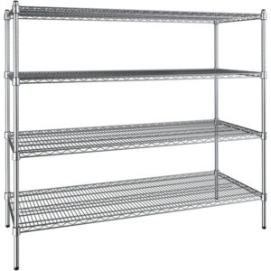 Estante de 24 x 60 Cromado con Postes de 54 pg incluye 4 entrepanos (capacidad de 200 kg por entrepano)