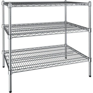 Estante de 24 x 36 Cromado con Postes de 34 pg de 3 entrepanos