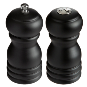 SALERO Y PIMENTERO DE MADERA 4 PG COLOR NEGRO