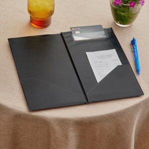 PORTA CUENTA DOBLE 13.9 X 25.4 CM VINYL NEGRO CON BOLSILLO CHOICE (PRECIO POR 12 PIEZAS)