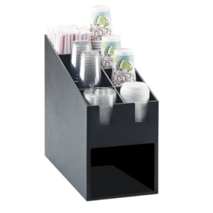 ORGANIZADOR PARA SERVICIO SERVILLETAS, POPOTES Y VASOS MEDIDAS: LARGO19 1/4 PG, ANCHO 9 1/4 PG Y ALTURA 16 3/4 PG