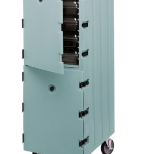 CAJA TERMICA PARA ALIMENTOS DOBLE CON RUEDAS 21 1/2 X 33 1/4 X 63 3/4 PG RECIBE 26 CHAROLAS