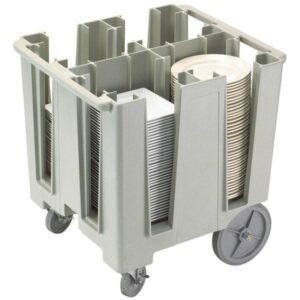 CARRO TRANSPORTADOR DE PLATOS 4 COLUMNAS CON CUBIERTA DE VINIL CAPACIDAD 180 - 240 PLATOS (RECIBE PLATOS DE 11 1/2 PG)