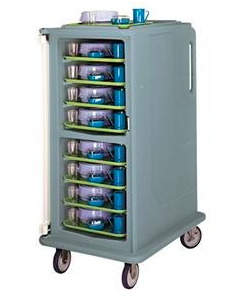 CARRO DE TRANSPORTE DE CHAROLAS TERMICO 2 COMPARTIMENTOS CAPACIDAD 16 CHAROLAS 36 1/2 X 28 X 58 1/8 PG