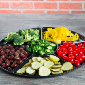 CHAROLA REDONDA DE 16 PG CON 6 DIVISIONES DE PLASTICO (PRECIO POR CAJA CON 25 PIEZAS)