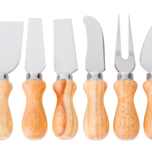 SET DE CUCHILLOS PARA QUESO MANGO DE MADERA (SOBRE PEDIDO)