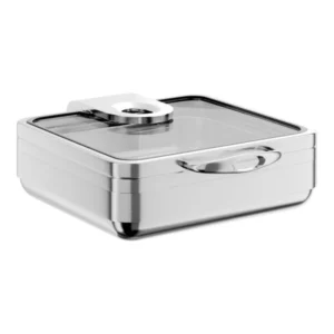 CHAFER DE INDUCCION 6 QT CUADRADO MEDIDA 2/3 MODELO MANCHESTER ACERO INOX CON TAPA DE VIDRIO ACOPA