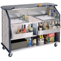 BAR PORTATIL Lakeside 886GS 63 1/2" Stainless Steel Portable Bar with Gray Sand Laminate Finish, 2 Removable 7-Bottle Speed Rails, and 2 40 lb. Ice Bins
