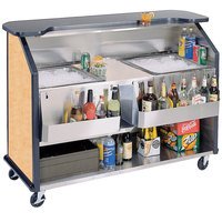 BAR PORTATIL Lakeside 886HRM 63 1/2" Stainless Steel Portable Bar with Hard Rock Maple Laminate Finish, 2 Removable 7-Bottle Speed Rails, and 2 40 lb. Ice Bins