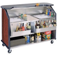 BAR PORTATIL Lakeside 886RM 63 1/2" Stainless Steel Portable Bar with Red Maple Laminate Finish, 2 Removable 7-Bottle Speed Rails, and 2 40 lb. Ice Bins