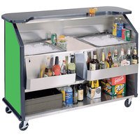 BAR PORTATIL Lakeside 886G 63 1/2" Stainless Steel Portable Bar with Green Laminate Finish, 2 Removable 7-Bottle Speed Rails, and 2 40 lb. Ice Bins
