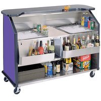 BAR PORTATIL Lakeside 886P 63 1/2" Stainless Steel Portable Bar with Purple Laminate Finish, 2 Removable 7-Bottle Speed Rails, and 2 40 lb. Ice Bins