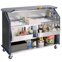 BAR PORTATIL Lakeside 886B 63 1/2" Stainless Steel Portable Bar with Black Laminate Finish, 2 Removable 7-Bottle Speed Rails, and 2 40 lb. Ice Bin