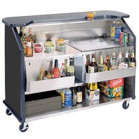 BAR PORTATIL Lakeside 887B 63 1/2" Stainless Steel Portable Bar with Black Laminate Finish, 2 Removable 7-Bottle Speed Rails, and 40 lb. Ice Bin