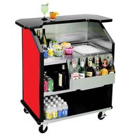 BAR PORTATIL Lakeside 884 43" Stainless Steel Portable Bar with Red Laminate Finish, Removable 7-Bottle Speed Rail, and 40 lb. Ice Bin