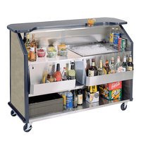 BAR PORTATIL Lakeside 887BS 63 1/2" Stainless Steel Portable Bar with Beige Suede Laminate Finish, 2 Removable 7-Bottle Speed Rails, and 40 lb. Ice Bin
