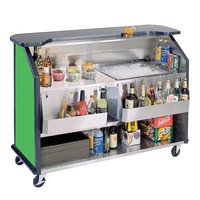 BAR PORTATIL Lakeside 887G 63 1/2" Stainless Steel Portable Bar with Green Laminate Finish, 2 Removable 7-Bottle Speed Rails, and 40 lb. Ice Bin