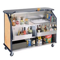 BAR PORTATIL Lakeside 887HRM 63 1/2" Stainless Steel Portable Bar with Hard Rock Maple Laminate Finish, 2 Removable 7-Bottle Speed Rails, and 40 lb. Ice Bin