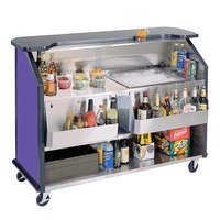 BAR PORTATIL Lakeside 887P 63 1/2" Stainless Steel Portable Bar with Purple Laminate Finish, 2 Removable 7-Bottle Speed Rails, and 40 lb. Ice Bin