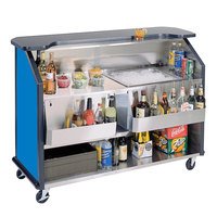 BAR PORTATIL Lakeside 887BL 63 1/2" Stainless Steel Portable Bar with Royal Blue Laminate Finish, 2 Removable 7-Bottle Speed Rails, and 40 lb. Ice Bin