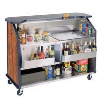 BAR PORTATIL Lakeside 887VC 63 1/2" Stainless Steel Portable Bar with Victorian Cherry Laminate Finish, 2 Removable 7-Bottle Speed Rails, and 40 lb. Ice Bin